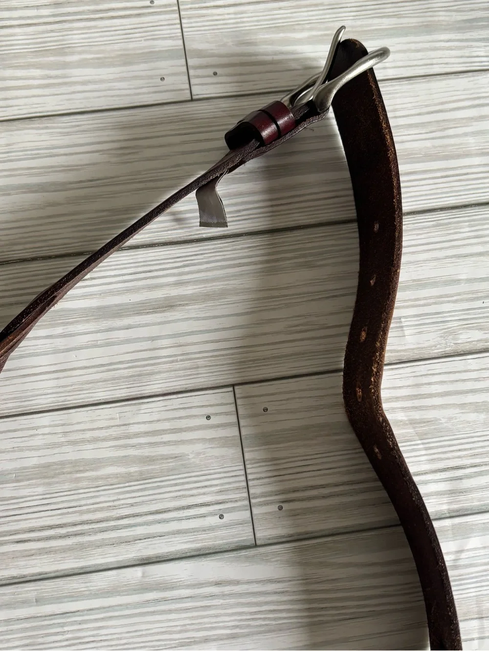 Fossil Leather Tooled Brown Women's Belt with Silver Buckle